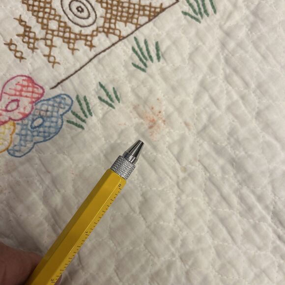 Vintage Baby Quilt Blanket Handmade Embroidered Chip & Dale Store Nuts Mushrooms - Picture 9 of 12